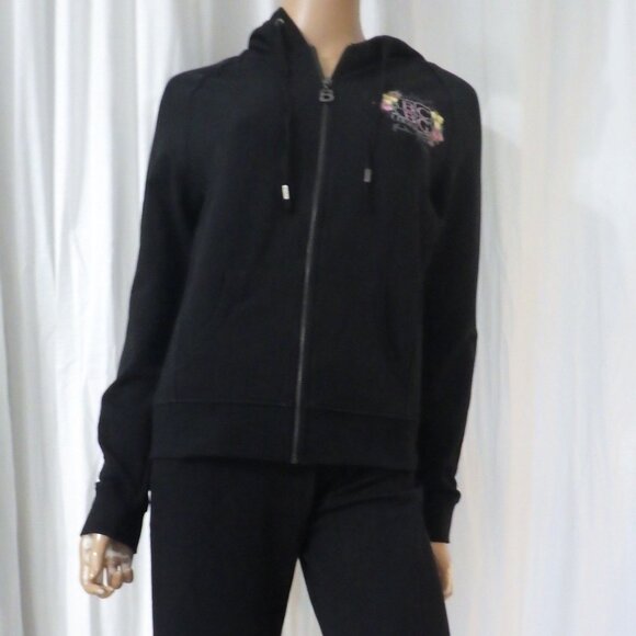 NWT BCBG sz MED, LG, XL 95% cotton PASTEL FLORAL & BLACK 2 PC TRACKSUIT - Picture 5 of 16